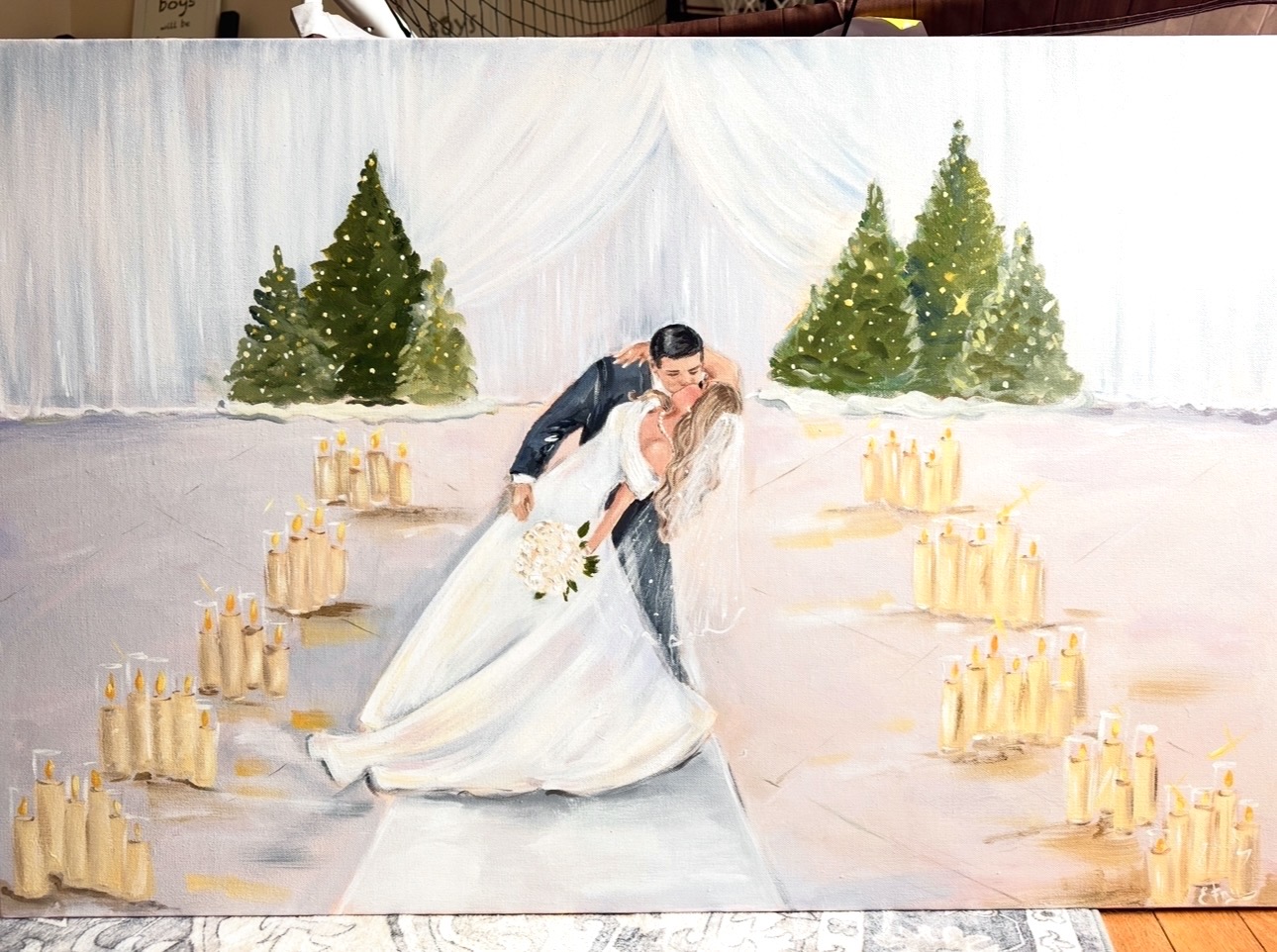 Live wedding painting moment