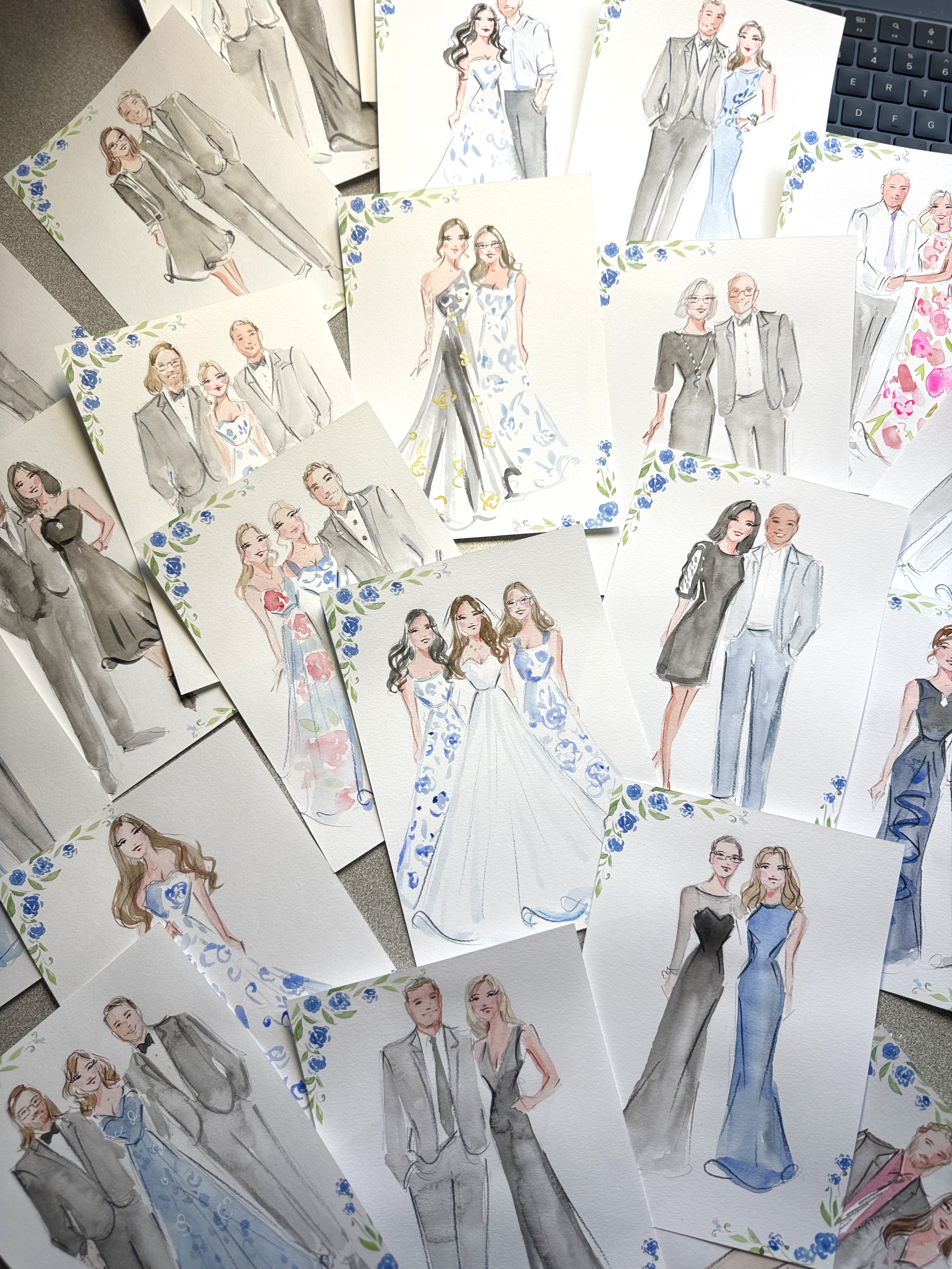 Live guest portrait station as part of Elena Fay's hybrid collection