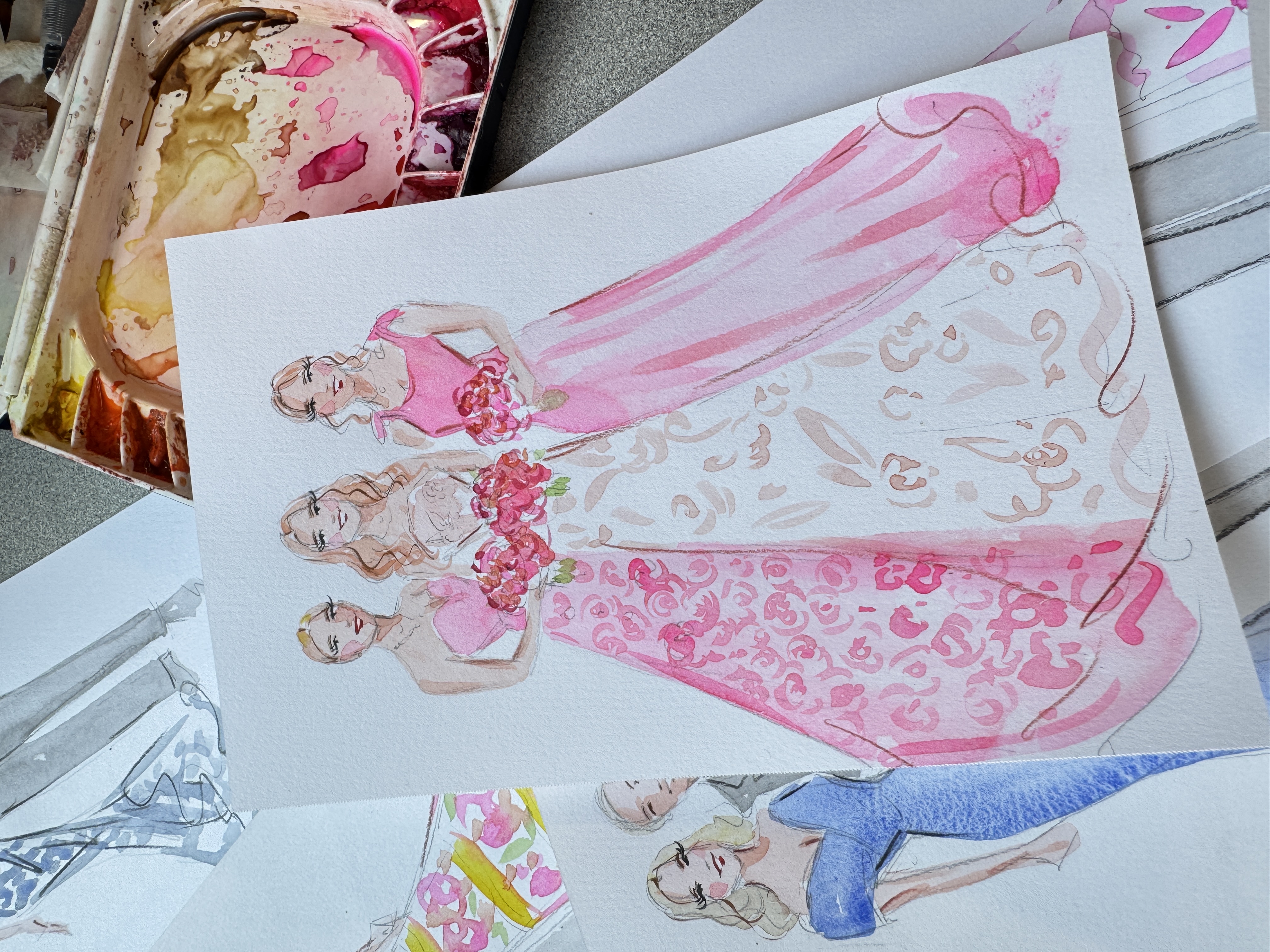 Live wedding painting moment