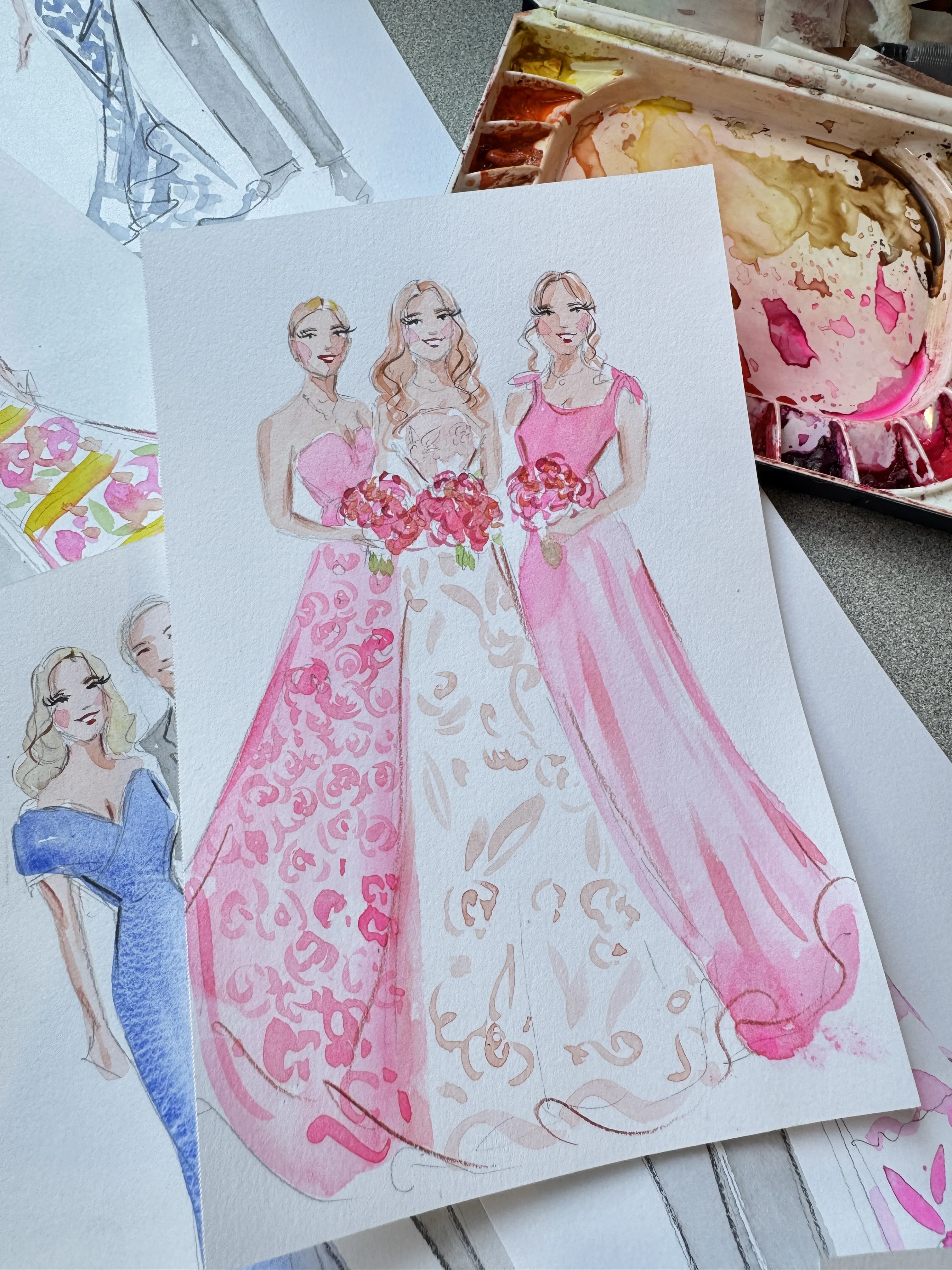 Live wedding painting during reception