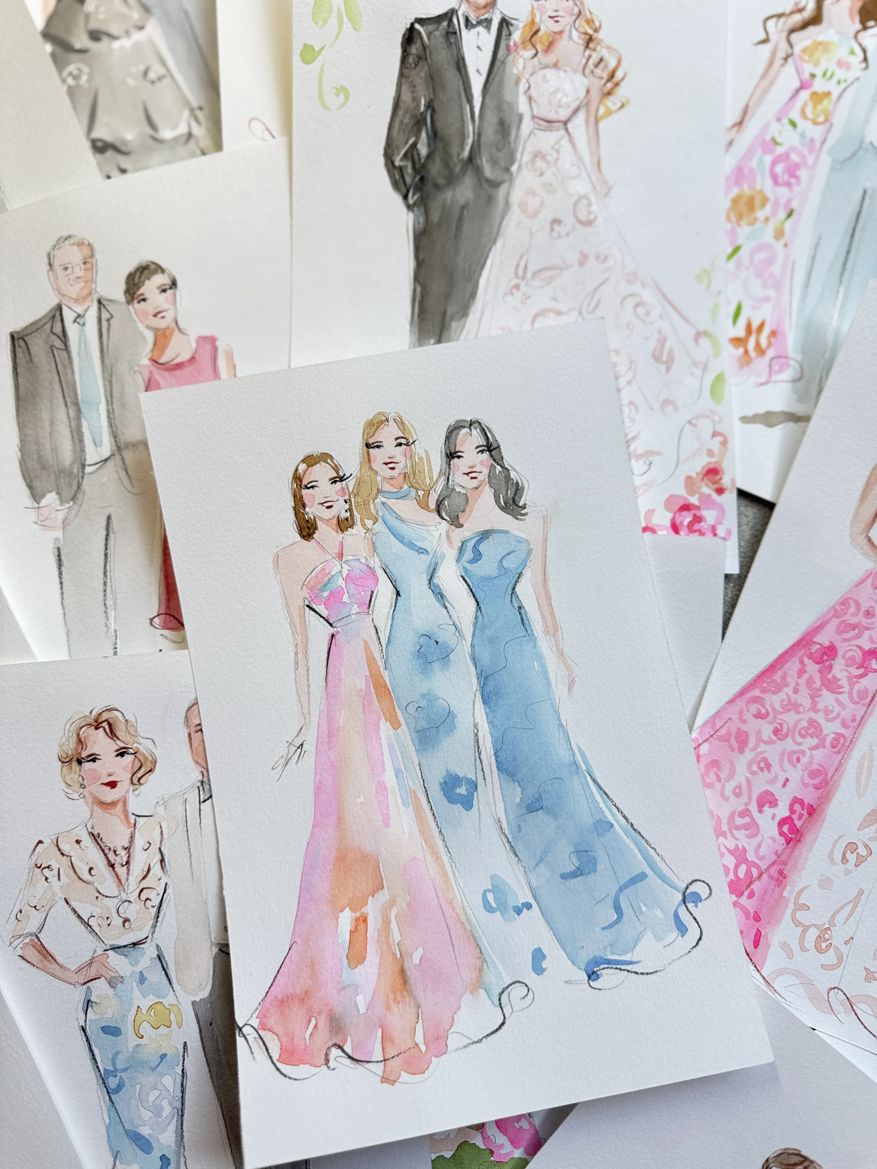 Watercolor portrait favors